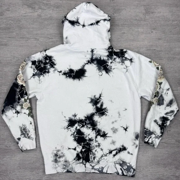 Civil Regime Tie-Dye Floral Hoodie - Black & White (Size M) - Picture 5 of 5